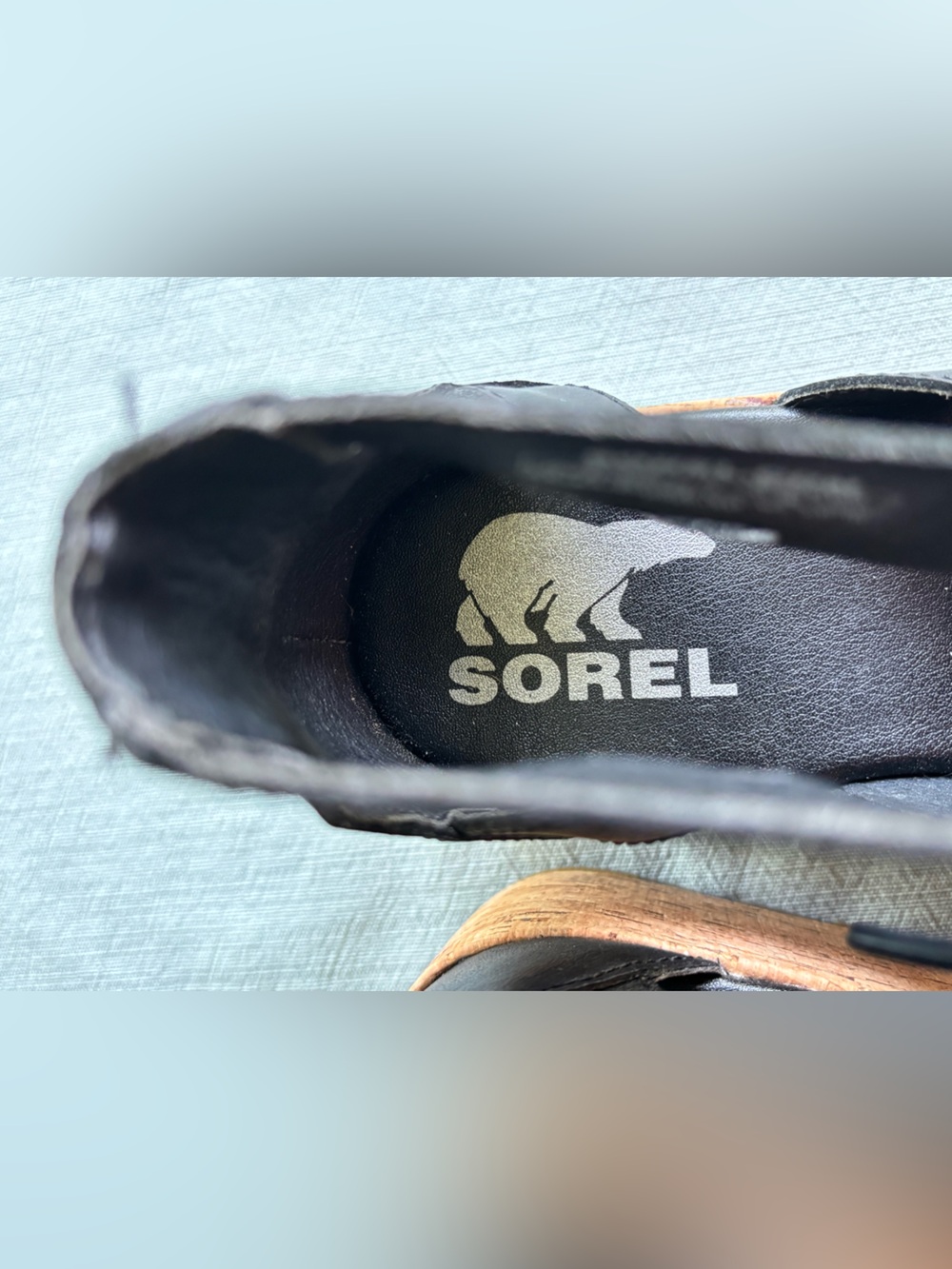 Sorel Black Lace-Up Cork Wedge Sandals - Picture 4 of 8
